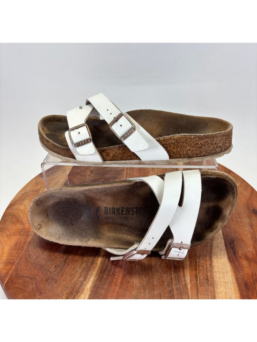 Birkenstock Yao Balance Womens Size 38 Sandals White Slip On Footbed Shoes - Picture 4 of 11
